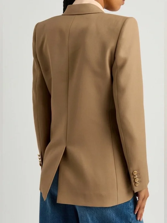 Chloé Wool Blazer Brown Double Breasted Gold Button Luxury Paris Designer - Picture 3 of 13